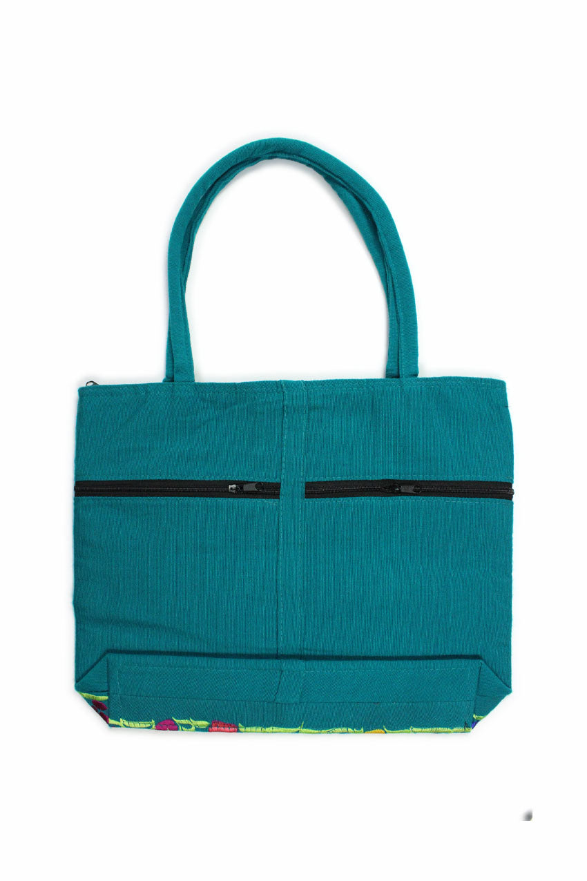 Bolsa bordado floral verde