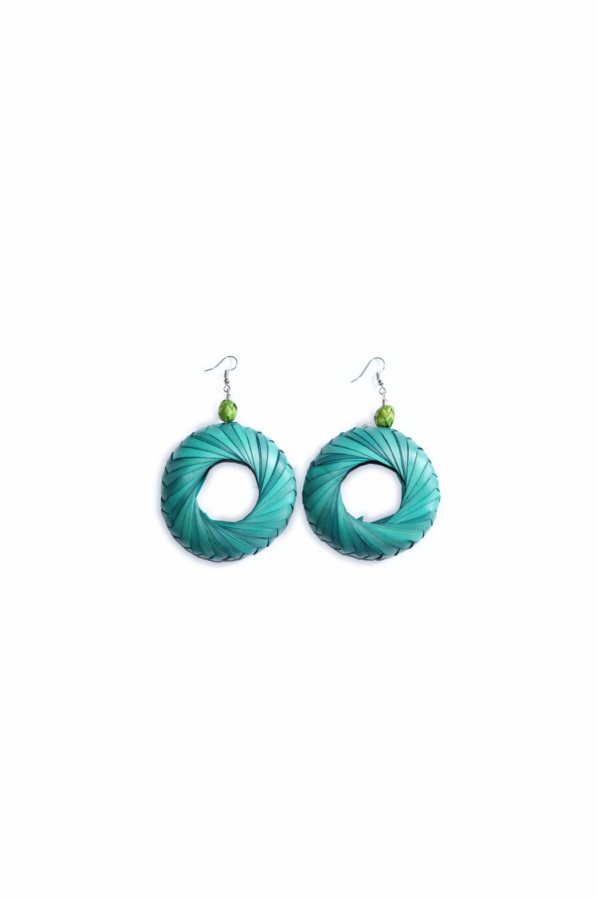 Pendientes hoja de palma XL verde
