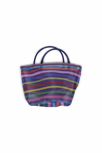 Bolsa de mercado a rayas violeta