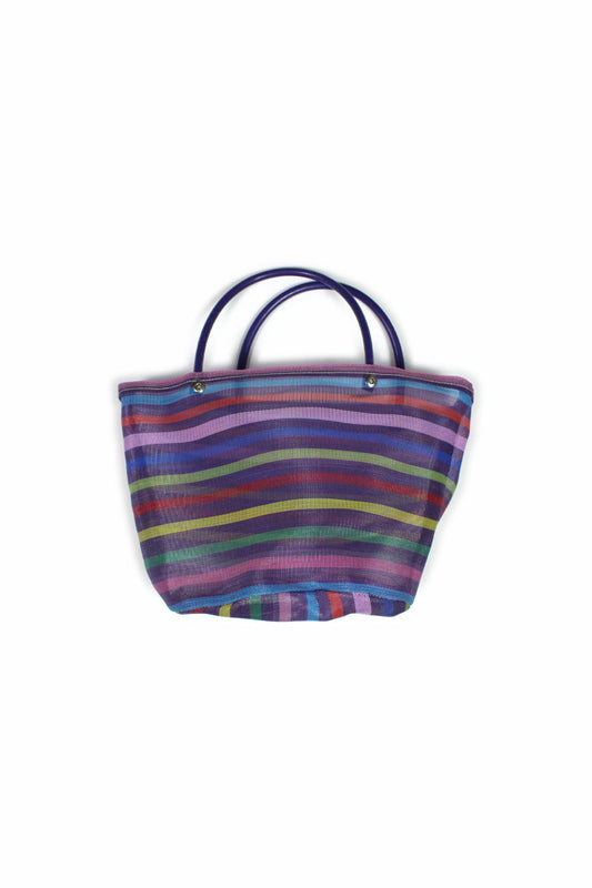 Bolsa de mercado a rayas violeta