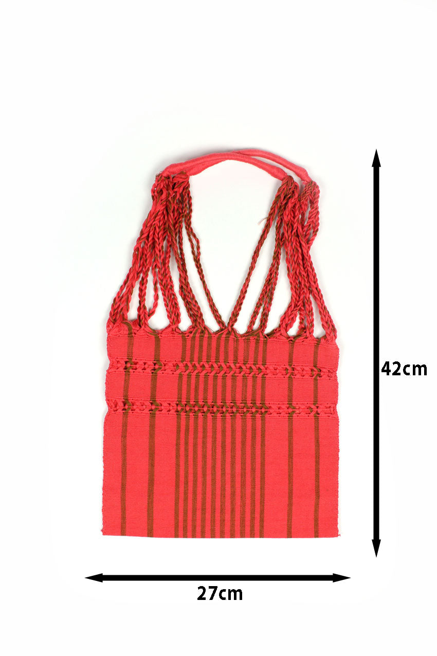 Bolsa de tela a rayas rojas
