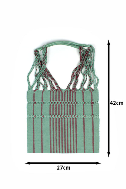 Bolsa de tela a rayas turquesa