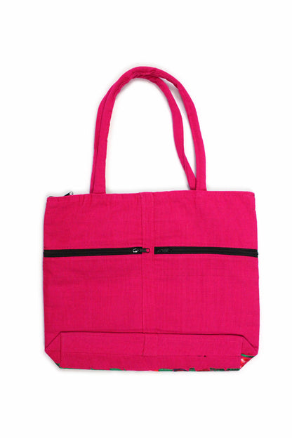 Bolsa bordado floral rosa