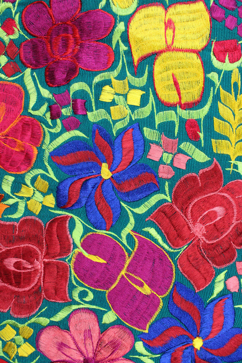 Bolsa bordado floral verde