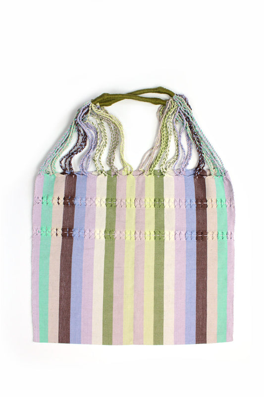 Bolsa de tela estampada clara a rayas