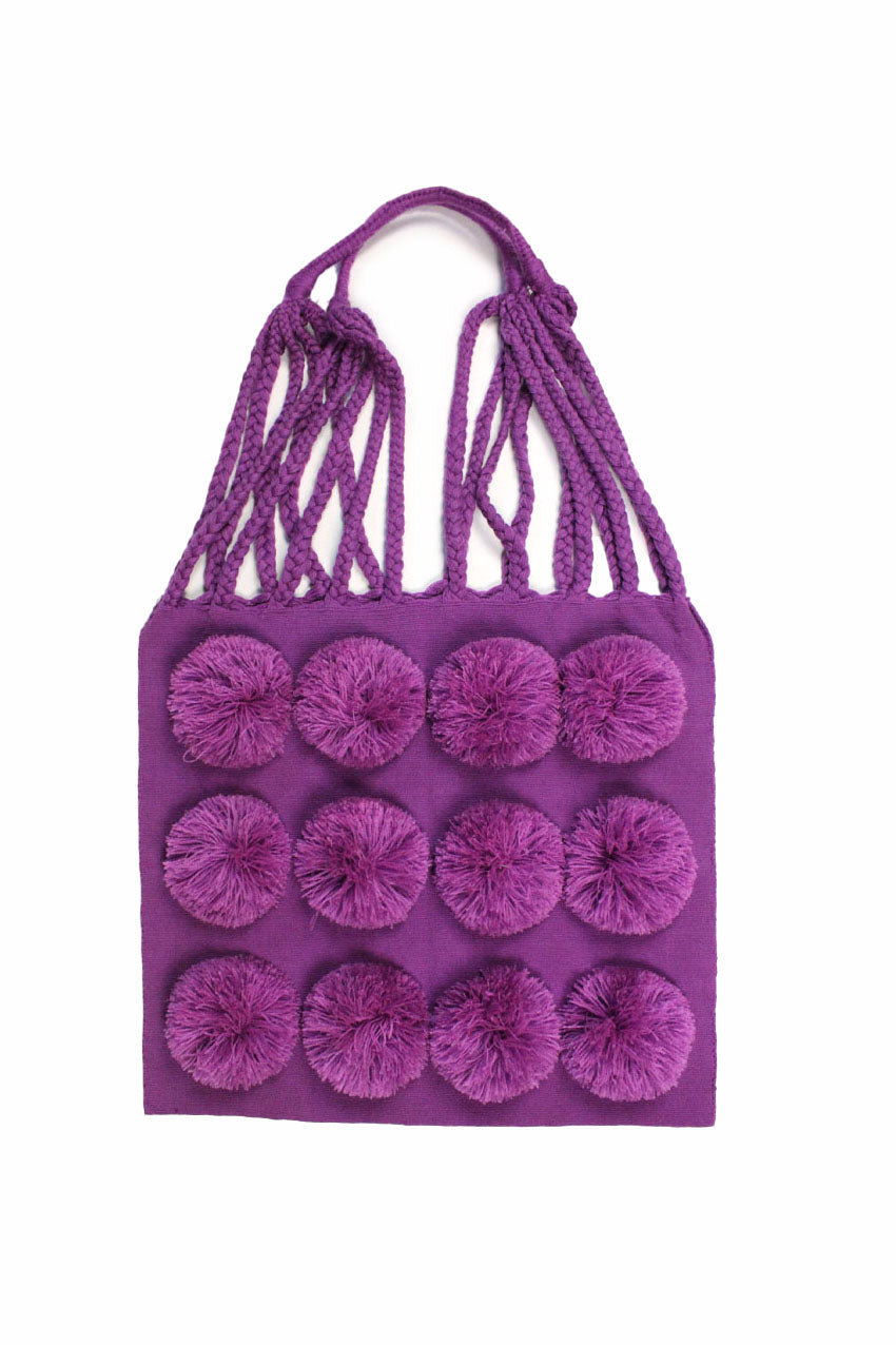 Beutel lila Pompons