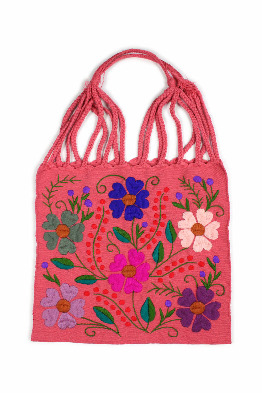 Bolsa telar bordada rosa