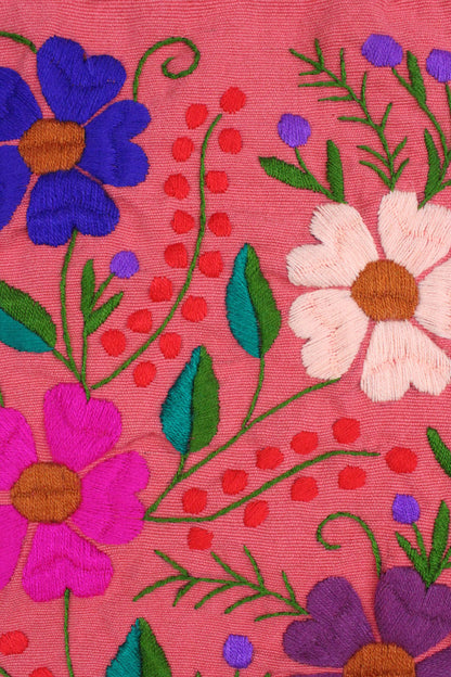 Bolsa telar bordada rosa