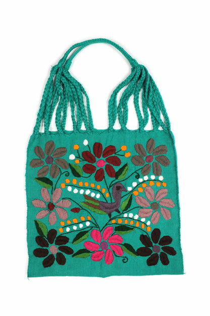 Bolsa telar bordada verde