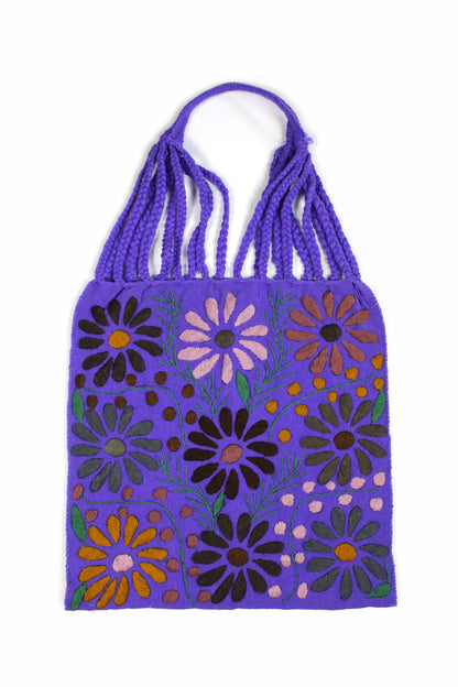 Bolsa telar bordada violeta