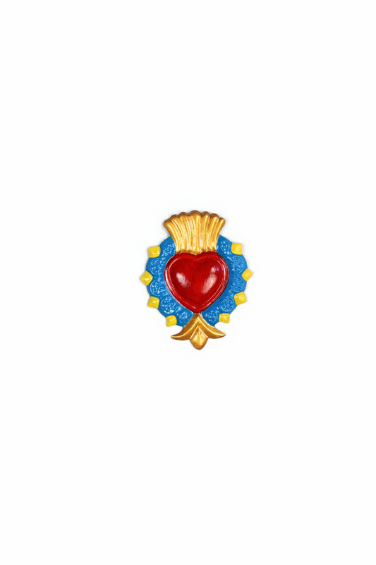 Corazón con puntas imán amarillo y azul