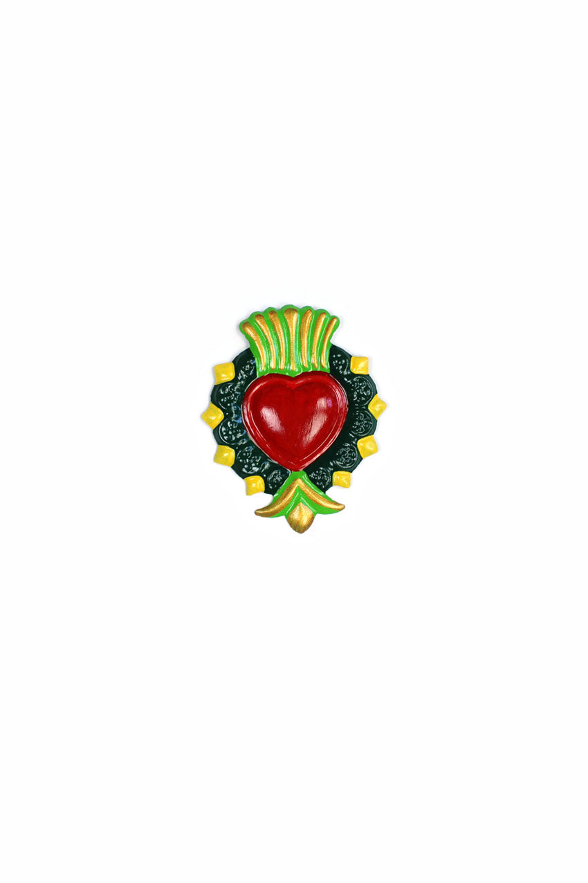 Corazon con puntas imán verde y amarillo