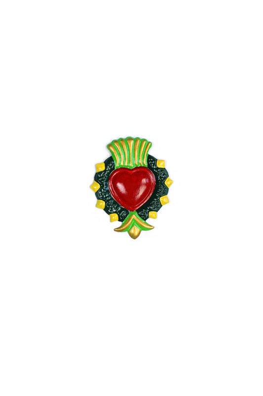 Corazon con puntas imán verde y amarillo