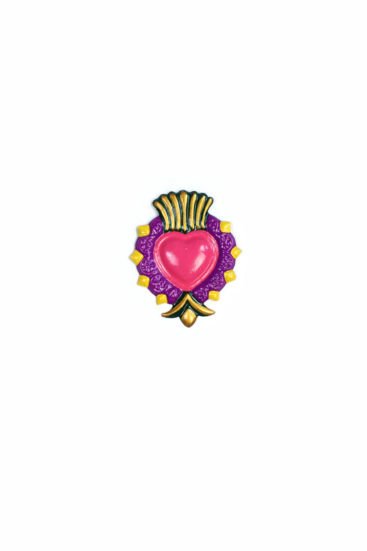 Corazón con puntas imán violeta y amarillo