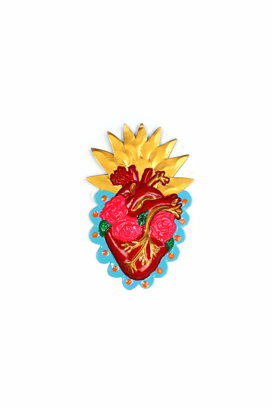 Corazón real dorado y azul