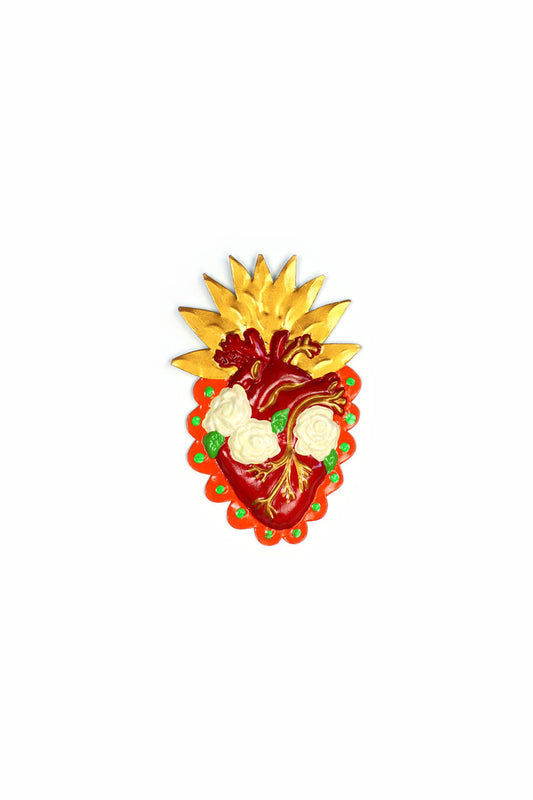 Corazón real dorado y naranja