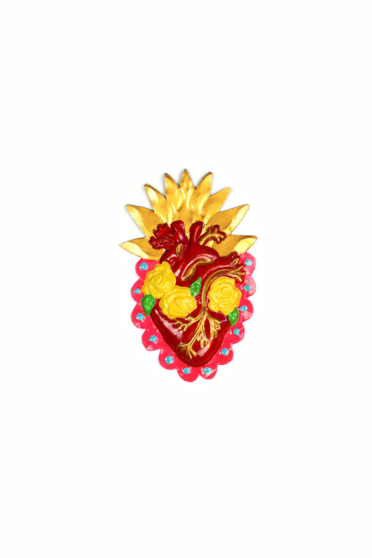 Corazón real dorado y rosa