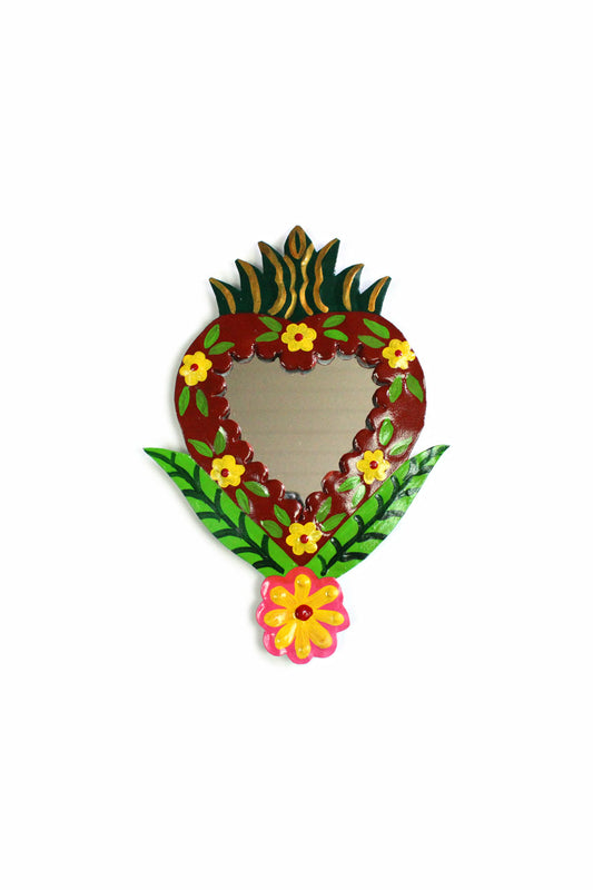 Espejo corazón marrón