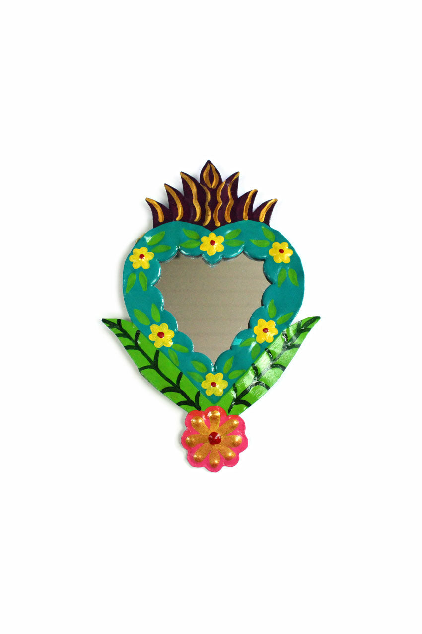 Espejo corazón verde