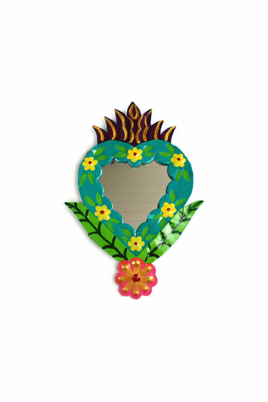 Espejo corazón verde