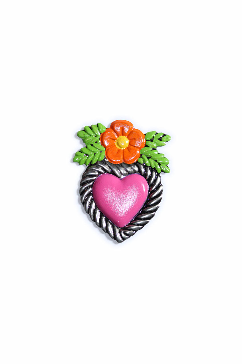 Imán corazón flor #10