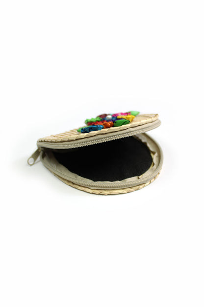 Monedero de hoja de palma circular