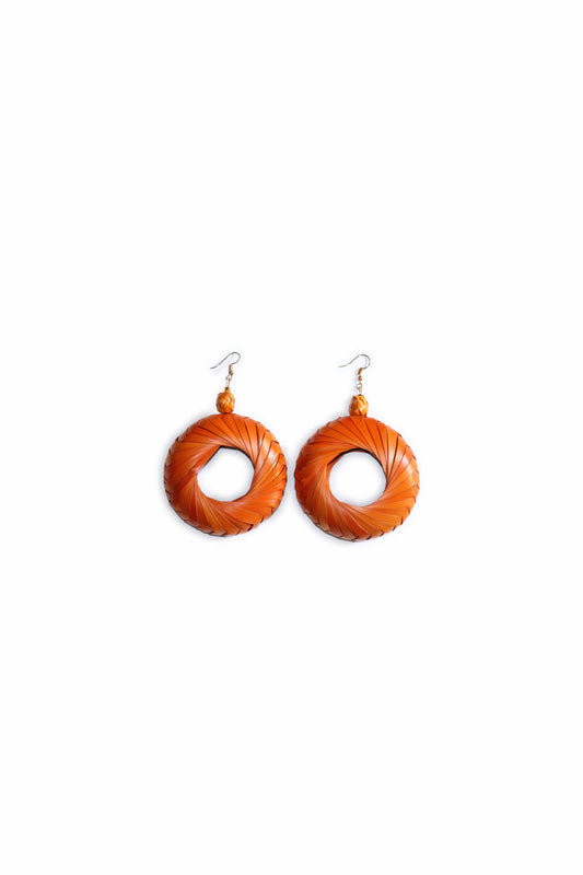 Pendientes hoja de palma XL naranja