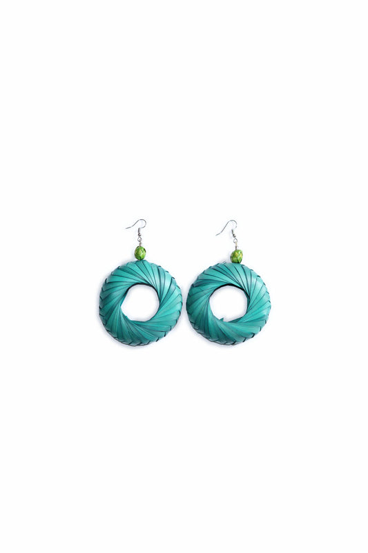 Pendientes hoja de palma XL verde