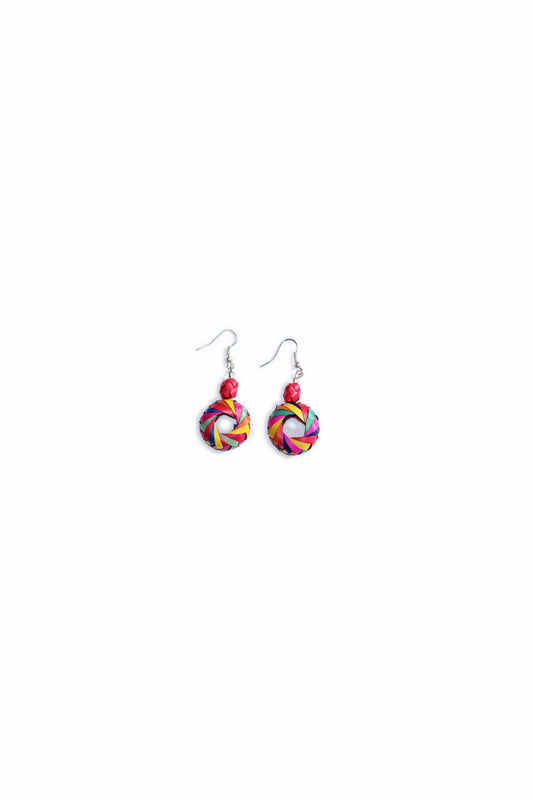 Pendientes hoja de palma multicolor