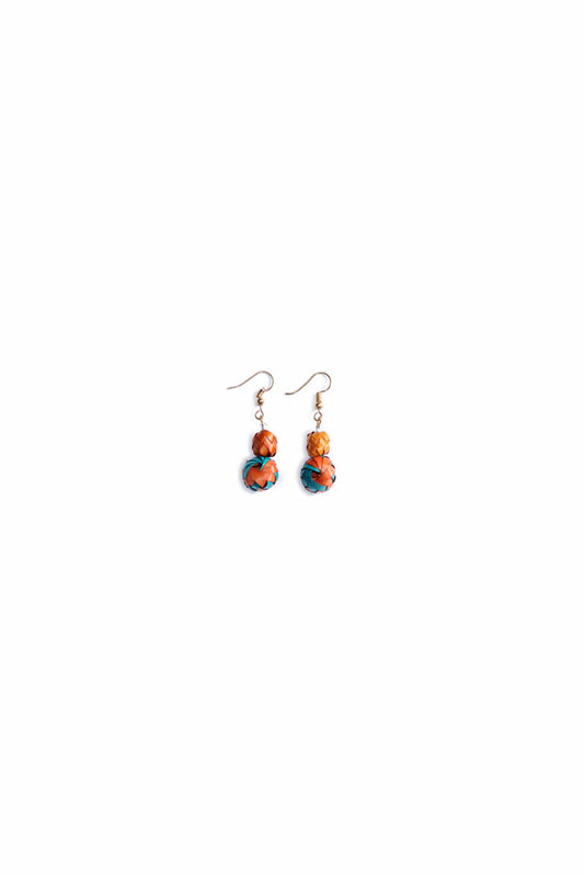 Pendientes hoja de palma naranja