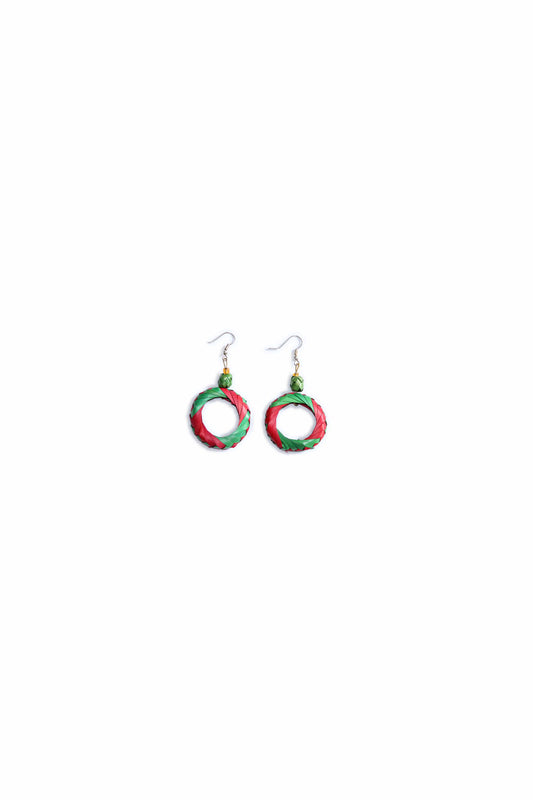 Pendientes hoja de palma rojo