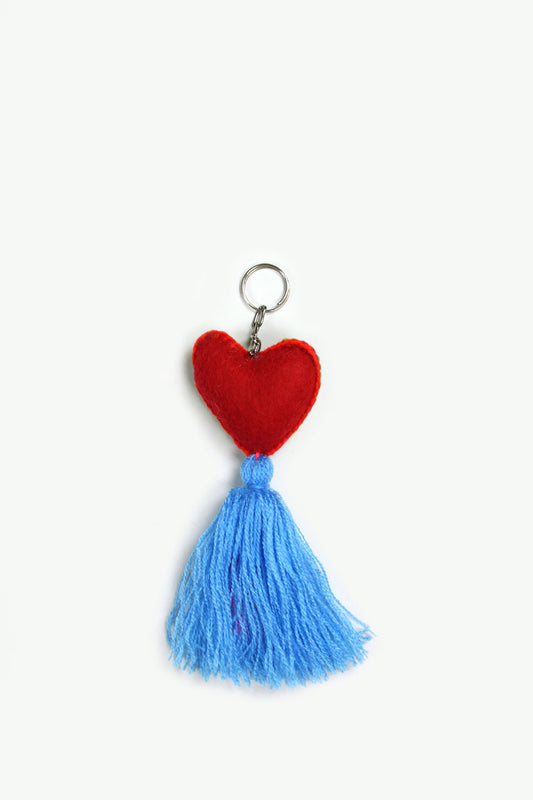 Llavero con forma de corazón azul