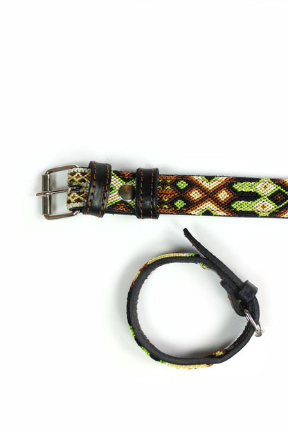 Collar y pulsera verde y marrón