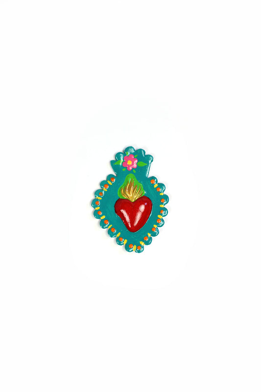 Imán con forma de corazón turquesa