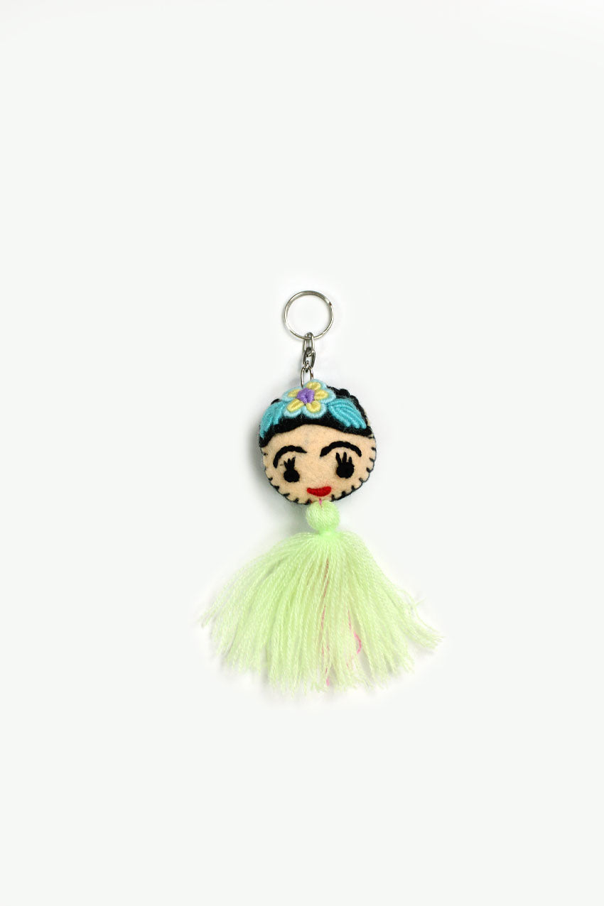 Llavero Frida en verde lima