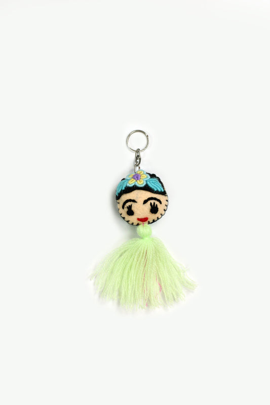 Llavero Frida en verde lima
