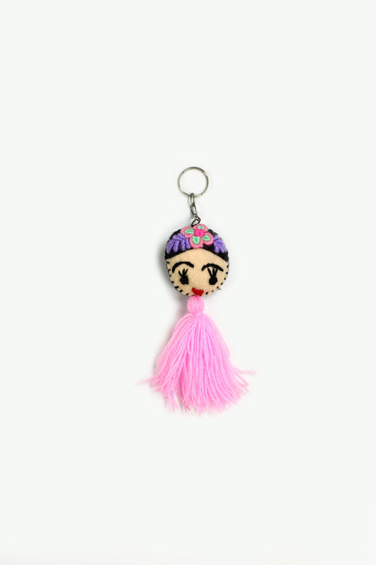 Llavero Frida rosa claro