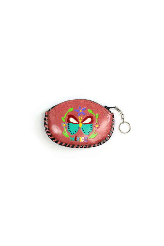 Monedero cuero rosa