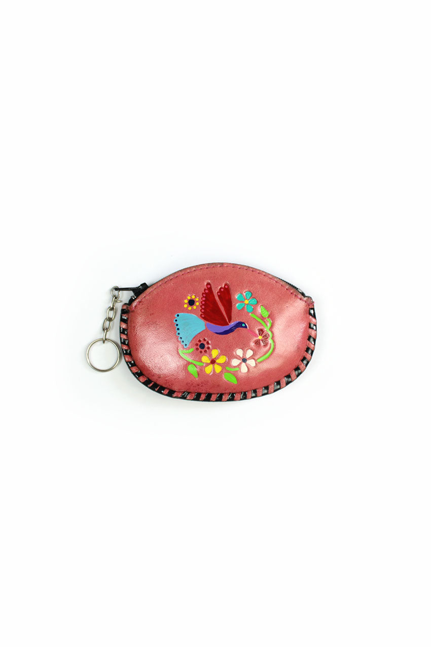 Monedero cuero rosa