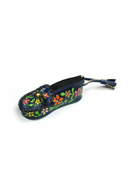 Monedero cuero zapato azul