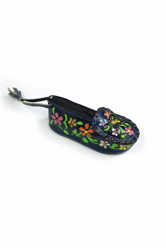 Monedero cuero zapato azul
