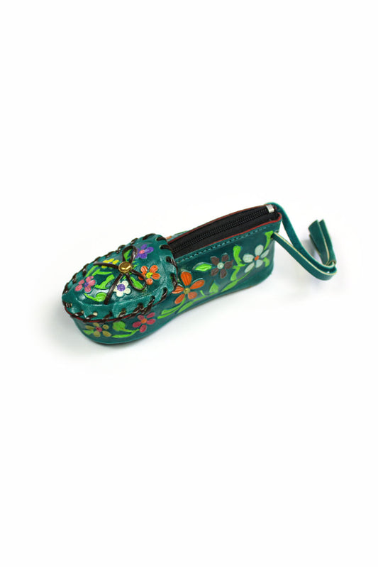Monedero cuero zapato verde